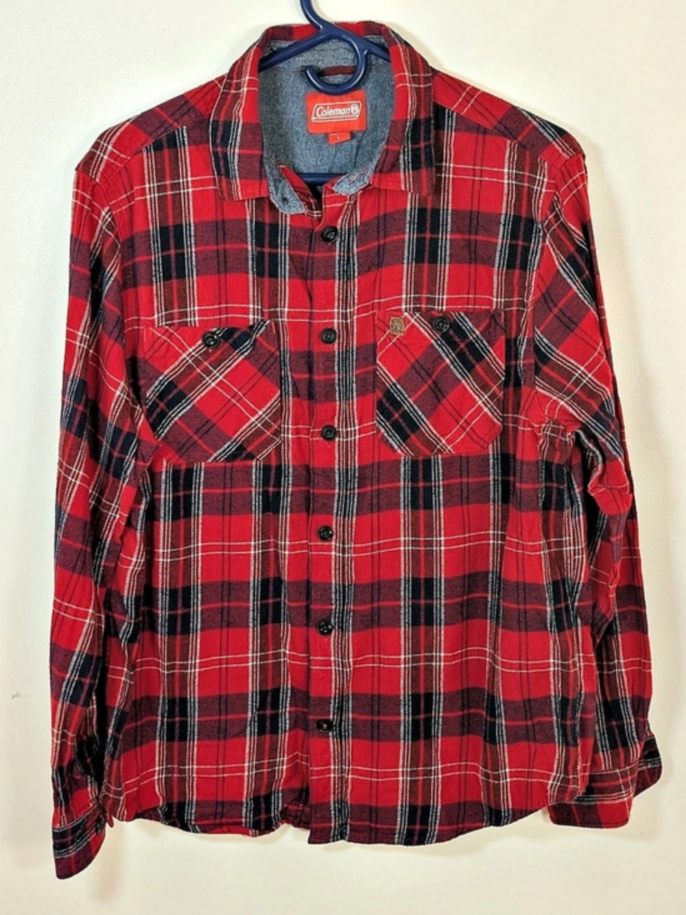 Coleman Men's Long-Sleeve Flannel Shirt Plaid Cotton Size Large